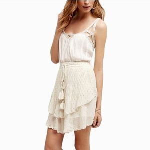 Anthropologie TRYB Polkadot Cream and Gold Primrose Layered Mini Skirt size L